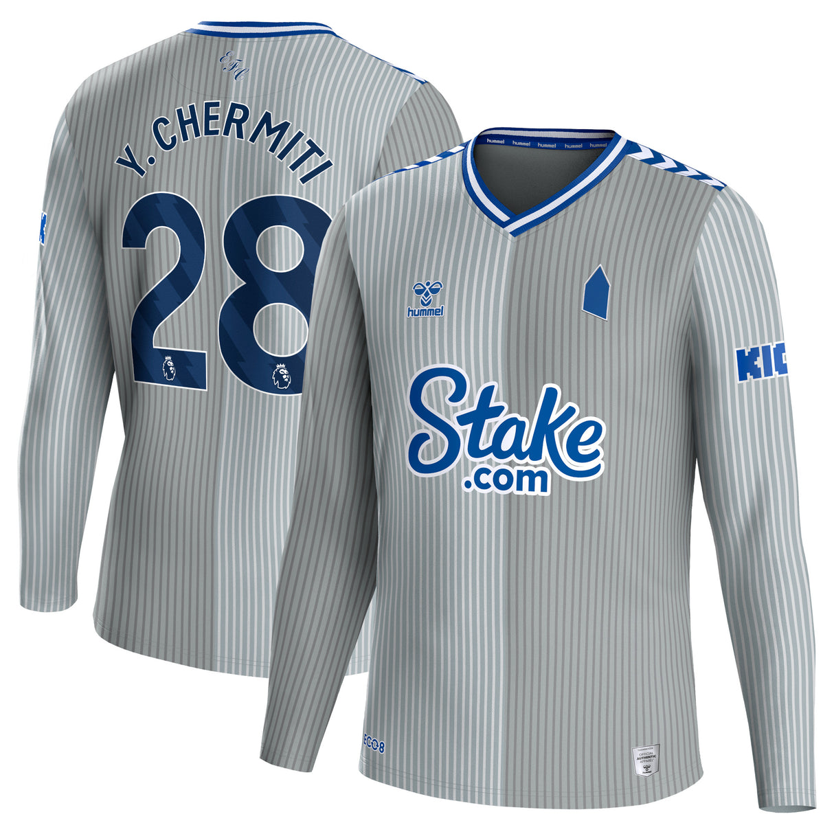 Everton Hummel Third Shirt 2023-24 - Long Sleeve with - Y.Chermiti 28 printing - Kit Captain