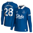 Everton Hummel Home Shirt 2023-24 - Long Sleeve with Y. Chermiti 28 printing - Kit Captain