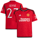 Manchester United Cup adidas Home Shirt 2023-24 - Kids - With Geyse 23 Printing - Kit Captain