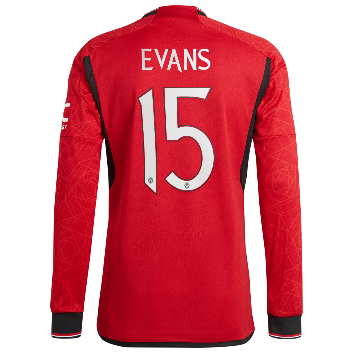 Manchester United Cup adidas Home Authentic Shirt 2023-24 - Long Sleeve - With Evans 15 Printing - Kit Captain