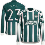 Manchester United Cup adidas Away Shirt 2023-24 - Kids - Long Sleeve - With Geyse 23 Printing - Kit Captain