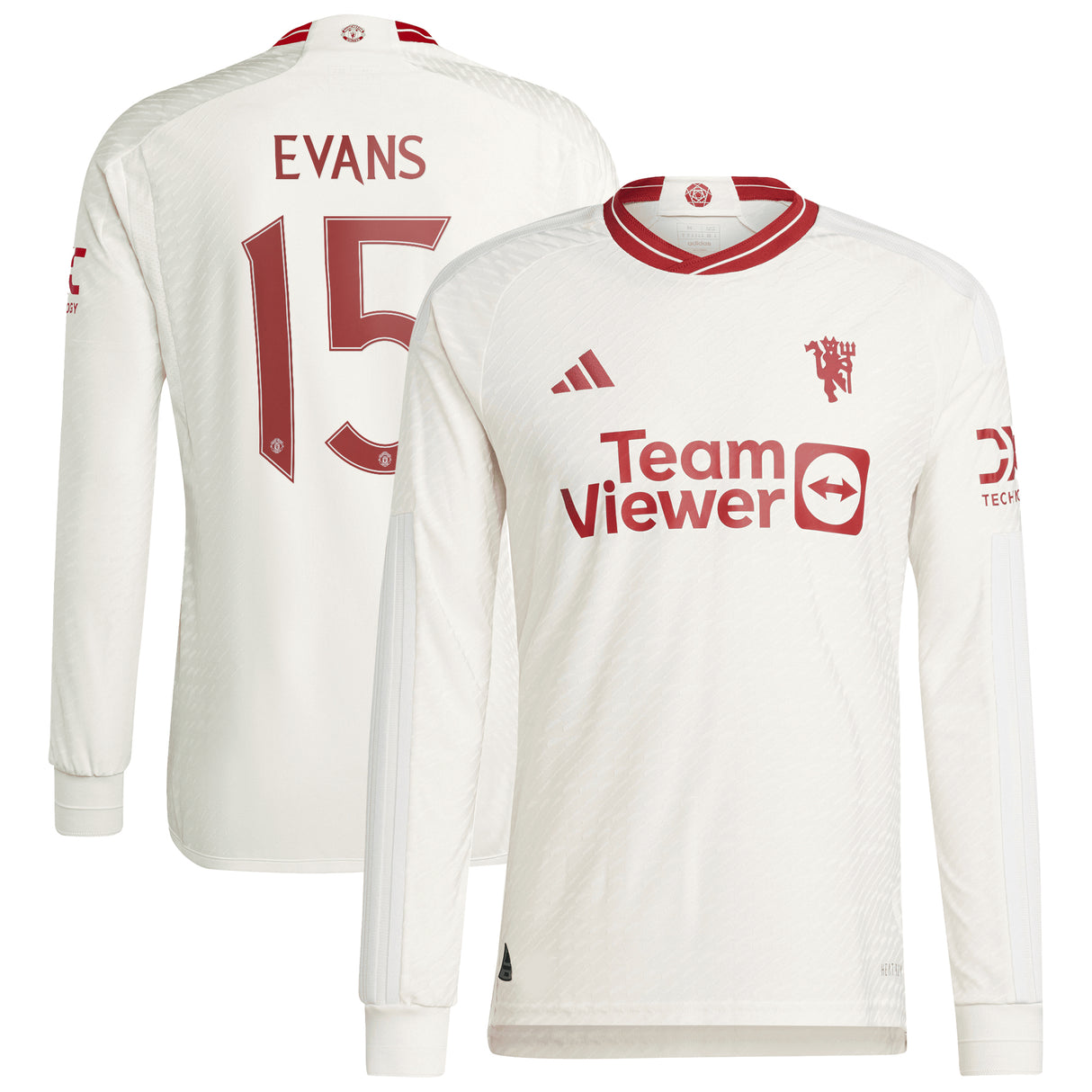 Manchester United Cup adidas Third Authentic Shirt 2023-24 - Long Sleeve - With Evans 15 Printing - Kit Captain