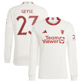 Manchester United WSL adidas Third Shirt 2023-24 - Long Sleeve - With Geyse 23 Printing - Kit Captain