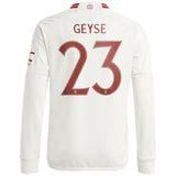 Manchester United WSL adidas Third Shirt 2023-24 - Kids - Long Sleeve - With Geyse 23 Printing - Kit Captain