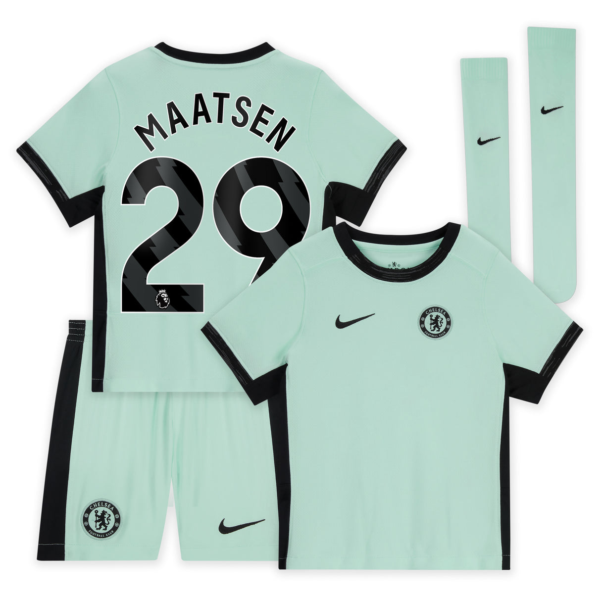 Chelsea Third Stadium Kit 2023-24 - Little Kids with Maatsen 29 printing - Kit Captain