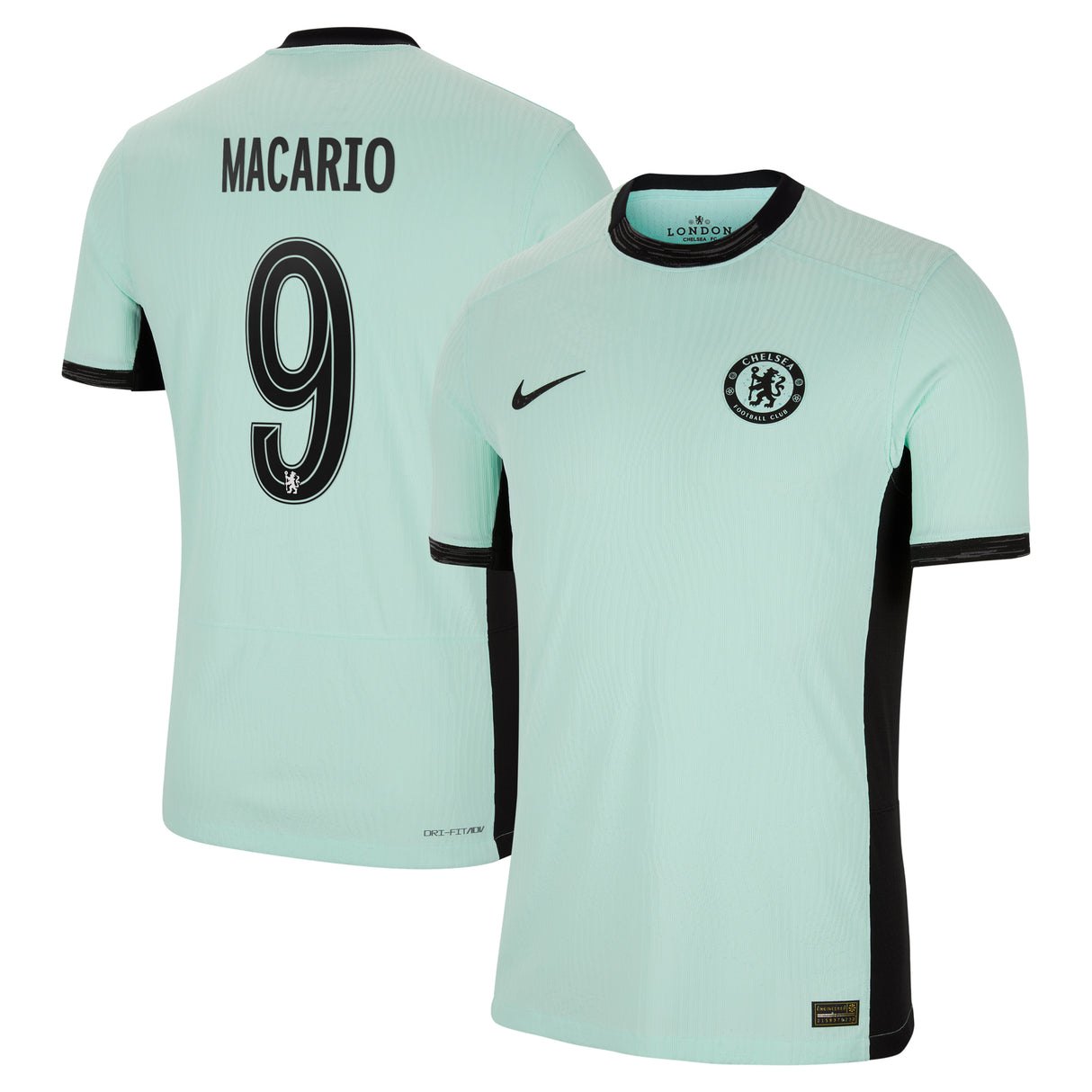 Chelsea Third Vapor Match Shirt 2023-24 with Macario 9 printing - Kit Captain