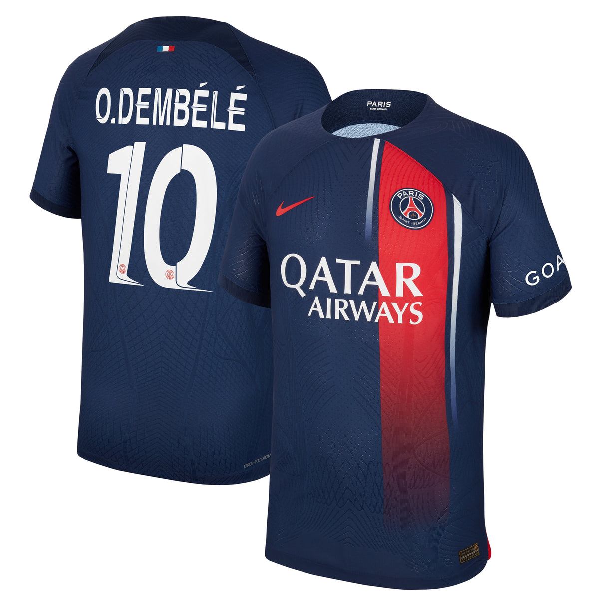 PSG Home Vapor Match Shirt 2023-24 with Champions League printing O.Dembélé 10 - Kit Captain