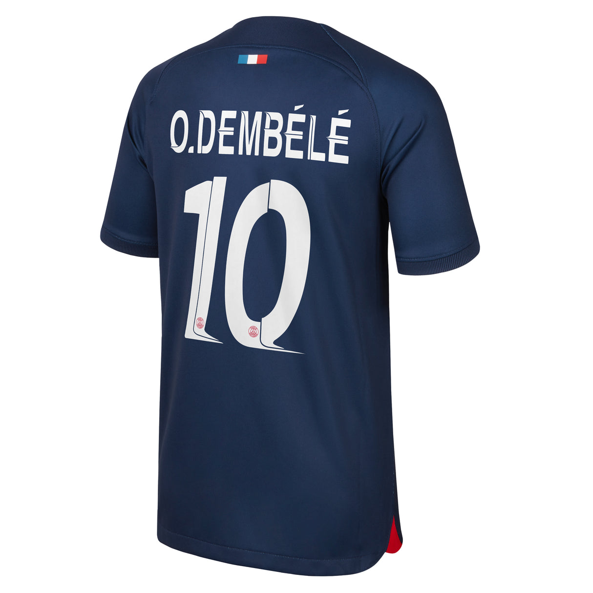 PSG Home Stadium Shirt 2023-24 - Kids with Champions League printing O.Dembélé 10 - Kit Captain