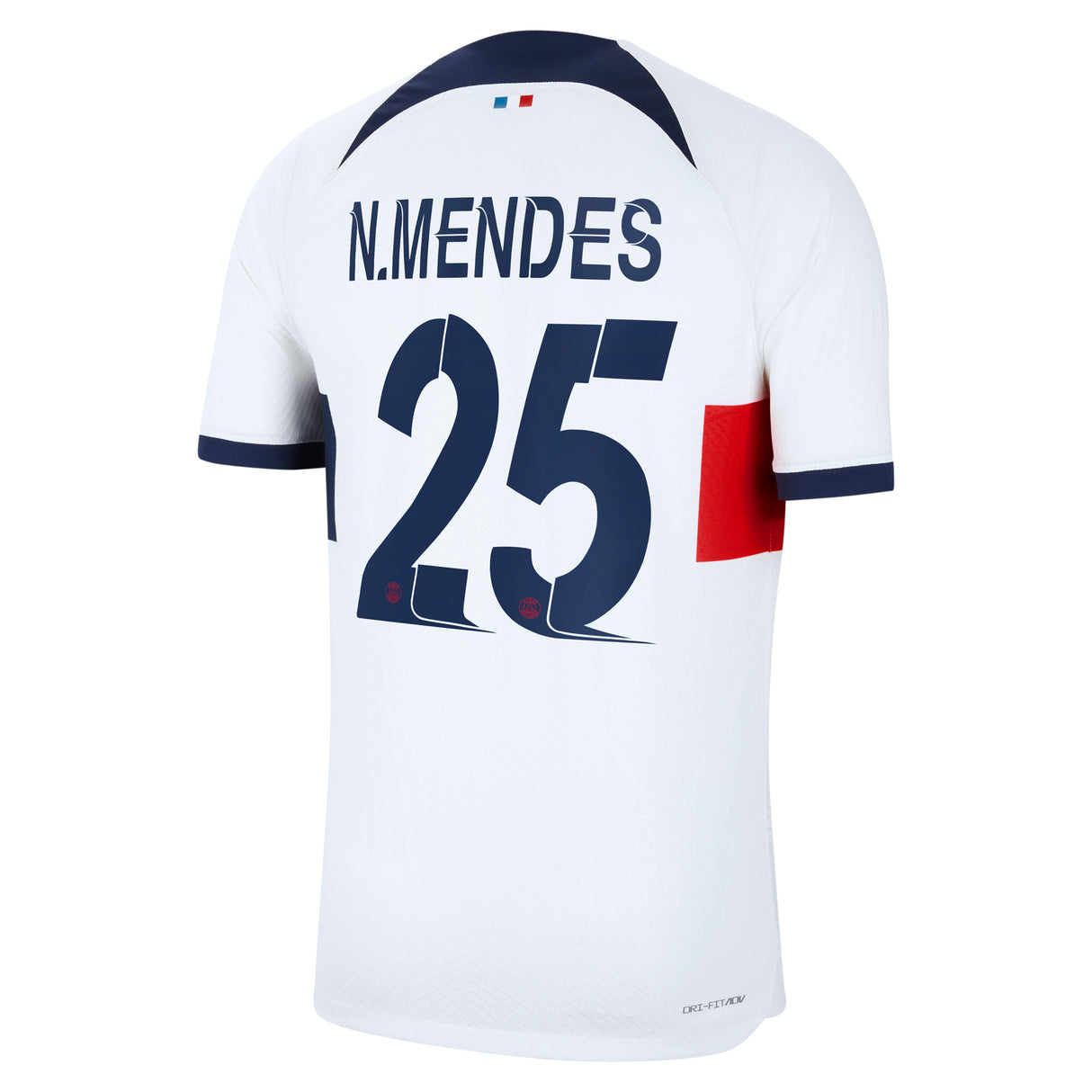 Paris Saint-Germain Nike Away Dri Fit Adv Match Shirt 2023-24 with Champions League printing N.Mendes 25 - Kit Captain