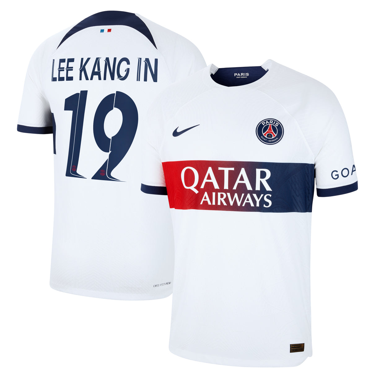 Paris Saint-Germain Nike Away Dri Fit Adv Match Shirt 2023-24 with Champions League printing Lee Kang In  19 - Kit Captain