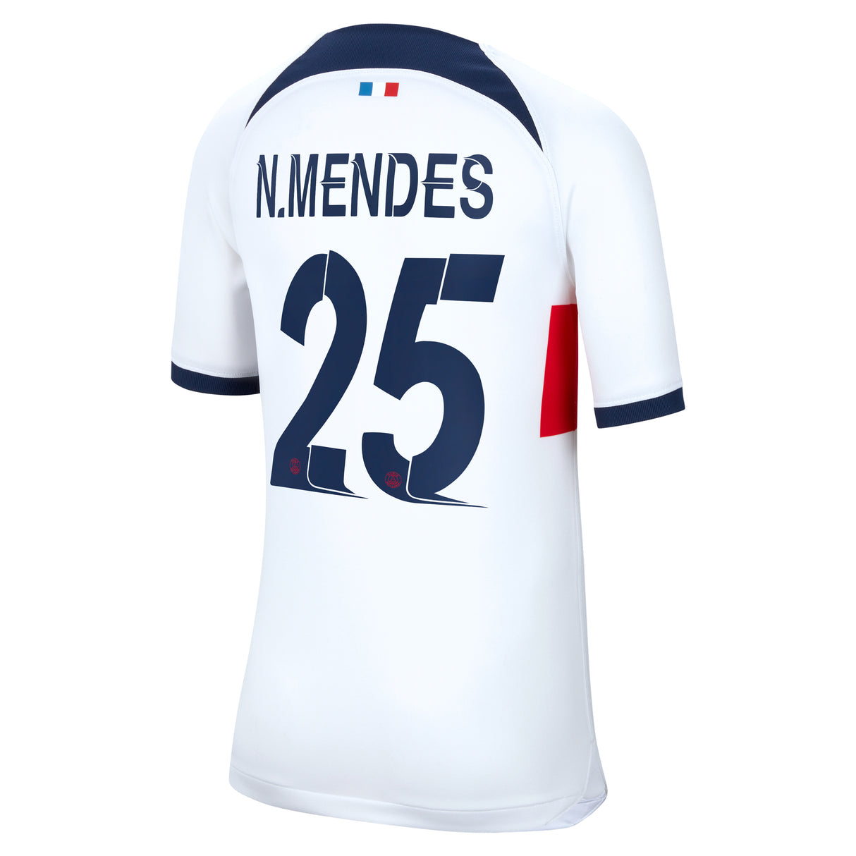 Paris Saint-Germain Nike Away Stadium Shirt 2023-24 - Kids with Champions League printing N.Mendes 25 - Kit Captain