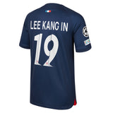 PSG Nike Home Stadium Shirt 2023-24 - Kids with Lee Kang In  19 and Champions League printing and badges - Kit Captain