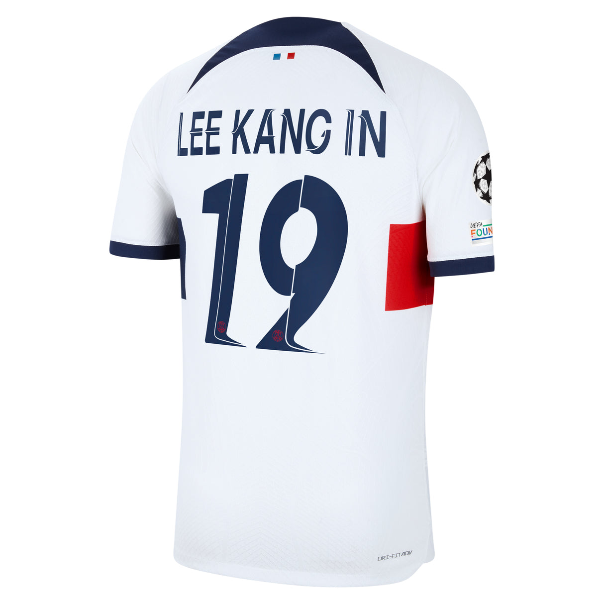 PSG Nike Away Dri-FIT ADV Match Shirt 2023-24 with Lee Kang In  19 and Champions League printing and badges - Kit Captain