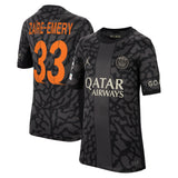 PSG x Jordan Third Stadium Shirt 2023-24 - Kids with Zaïre-Emery 33 and Champions League printing and badges - Kit Captain