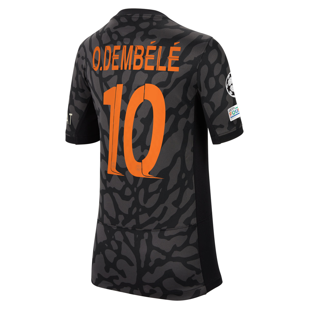 PSG x Jordan Third Stadium Shirt 2023-24 - Kids with O.Dembélé 10 and Champions League printing and badges - Kit Captain