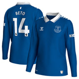 Everton Hummel Home Shirt 2023-24 - Long Sleeve - Kids with Beto 14 printing - Kit Captain