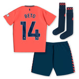 Everton Hummel Away Infant Kit 2023-24 with Beto 14 printing - Kit Captain