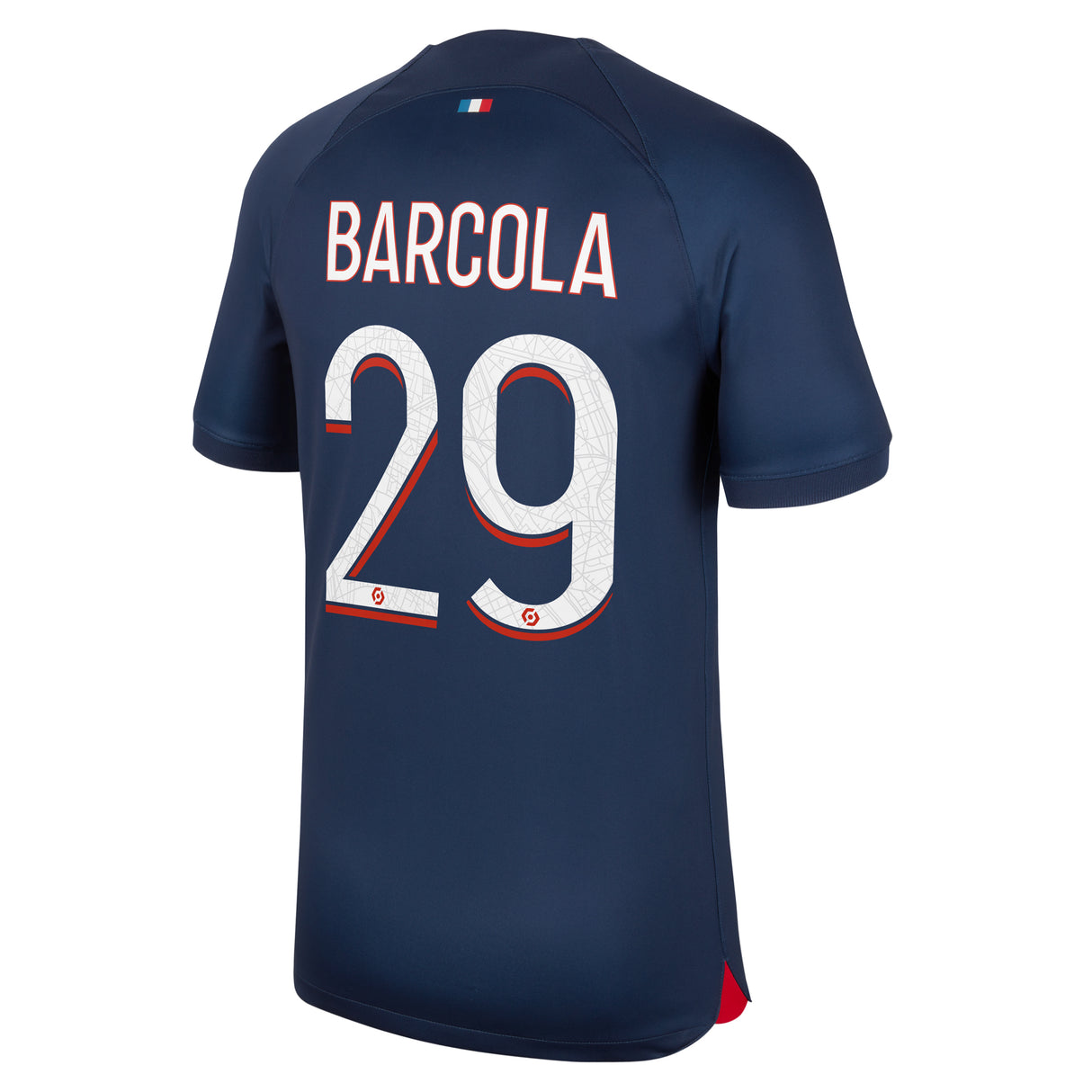 Paris Saint-Germain Nike Home Stadium Shirt 2023-24 with Barcola 29 printing - Kit Captain