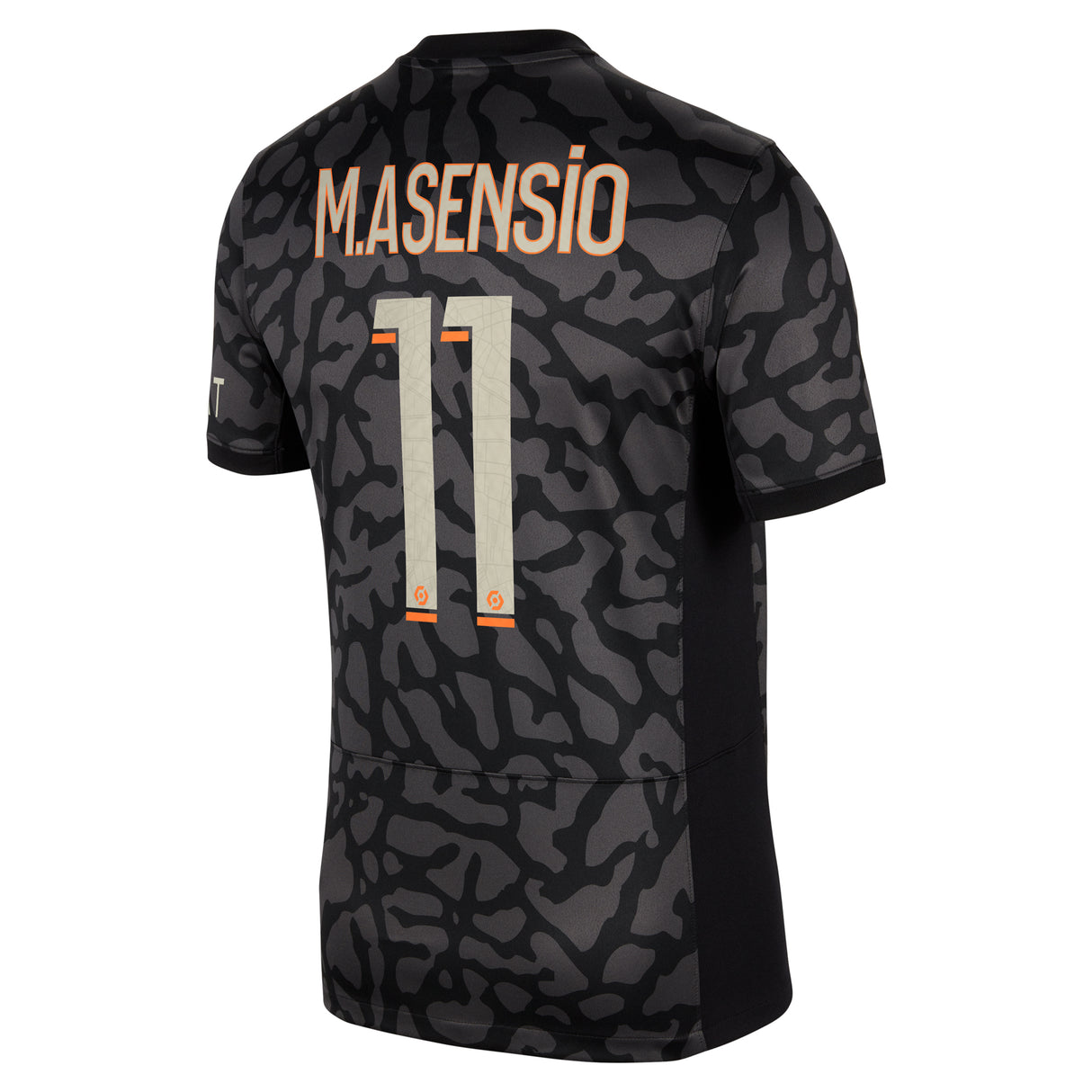 PSG x Jordan Third Stadium Shirt 2023-24 with M.Asensio 11 printing - Kit Captain