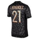 PSG x Jordan Third Stadium Shirt 2023-24 with L.Hernández 21 printing - Kit Captain