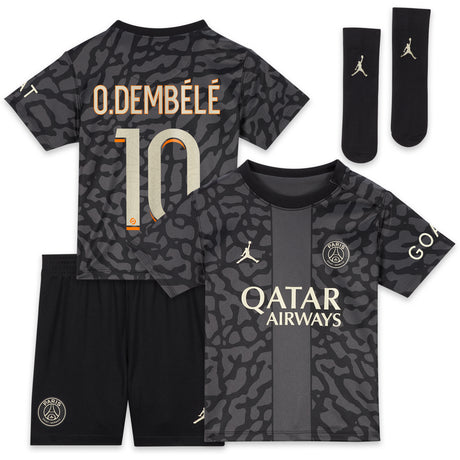 PSG x Jordan Third Stadium Kit 2023-24 - Infant with O.Dembélé 10 printing - Kit Captain