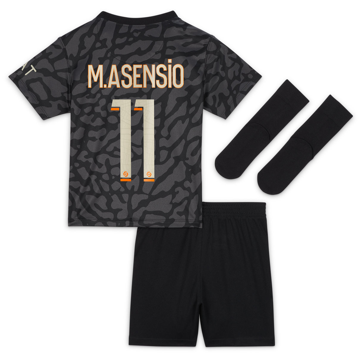 PSG x Jordan Third Stadium Kit 2023-24 - Infant with M.Asensio 11 printing - Kit Captain