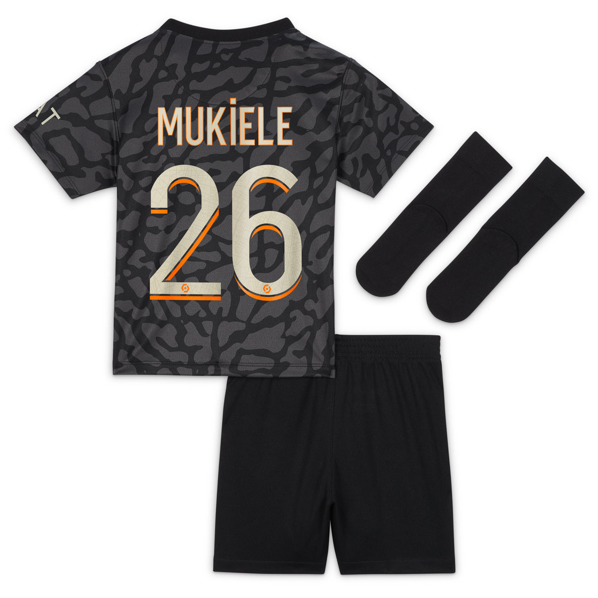 PSG x Jordan Third Stadium Kit 2023-24 - Infant with Mukiele 26 printing - Kit Captain