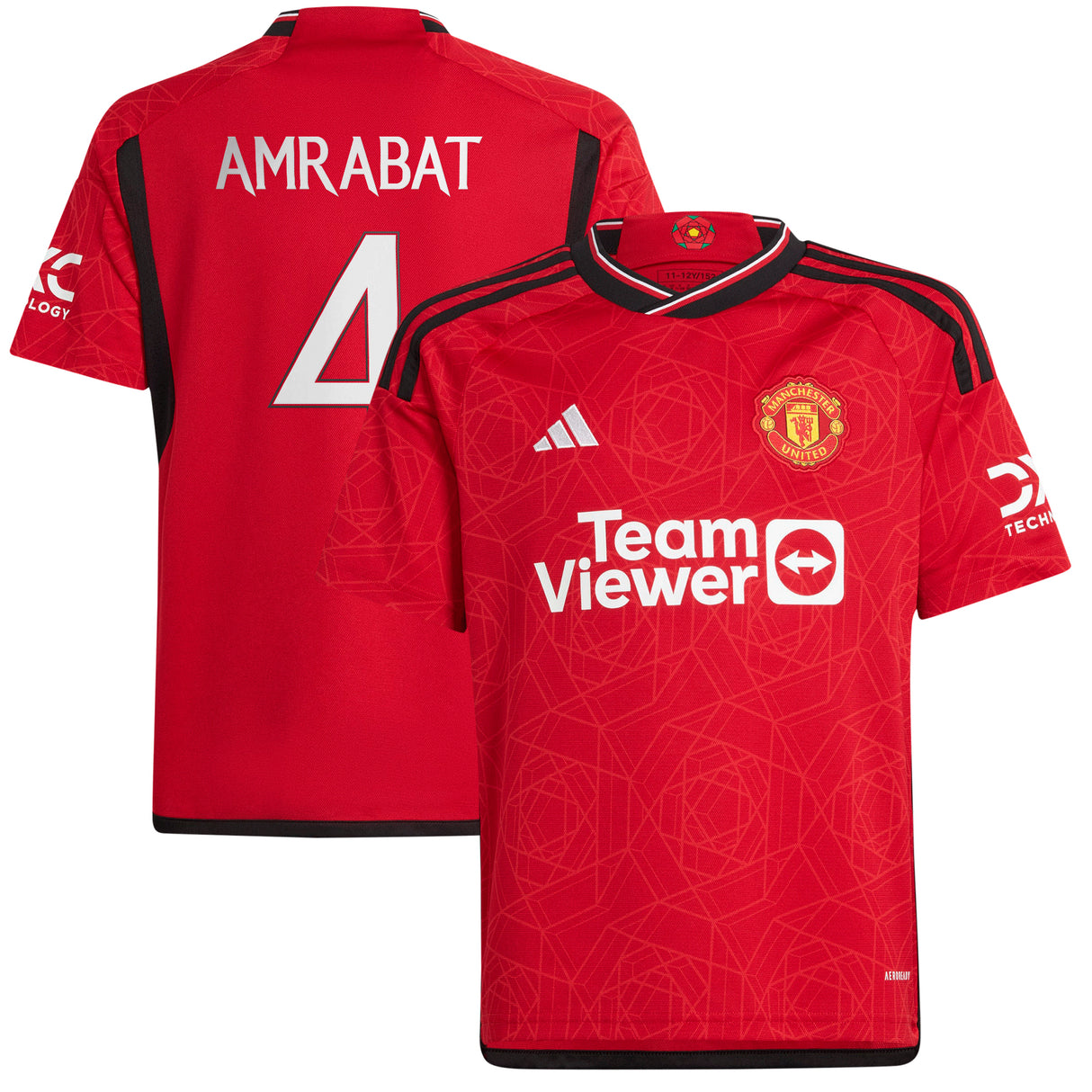 Manchester United Cup Home Shirt 2023-24 - Kids with Amrabat 4 printing - Kit Captain