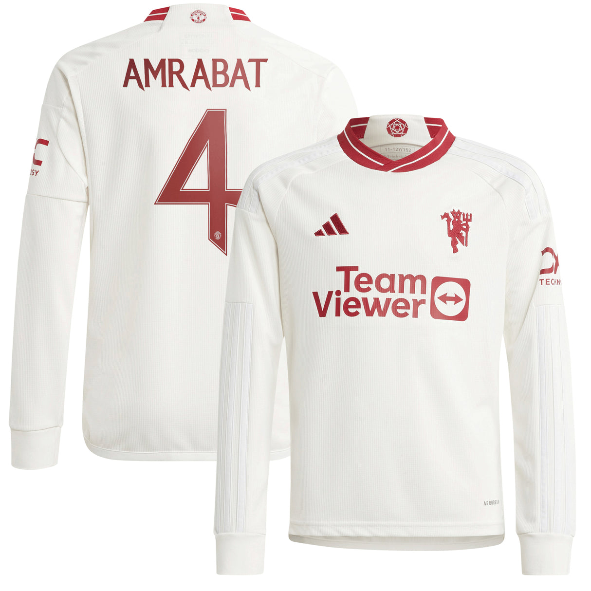 Manchester United Cup Third Shirt 2023-24 - Kids - Long Sleeve with Amrabat 4 printing - Kit Captain