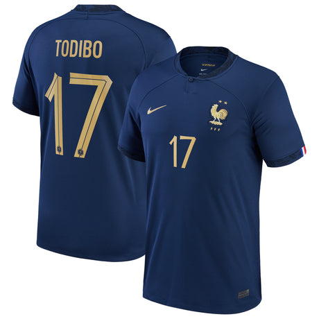 France Home Stadium Shirt 2022 - Kids with Todibo 17 printing - Kit Captain