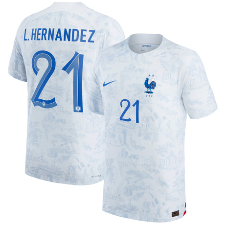 France Away Match Shirt 2022 with L.Hernandez 21 printing - Kit Captain