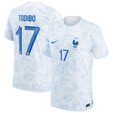 France Away Stadium Shirt 2022 with Todibo 17 printing - Kit Captain