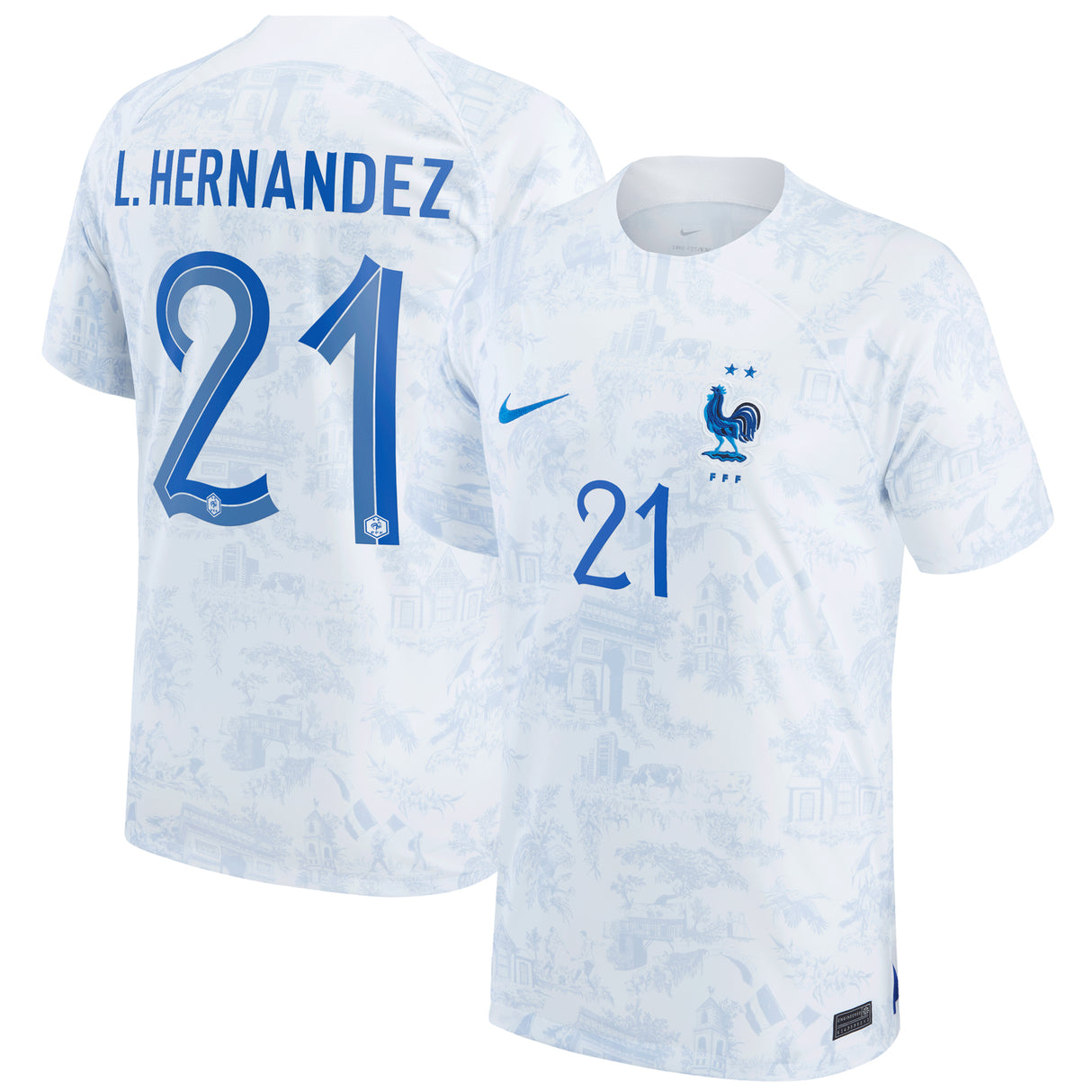 France Away Stadium Shirt 2022 with L.Hernandez 21 printing - Kit Captain