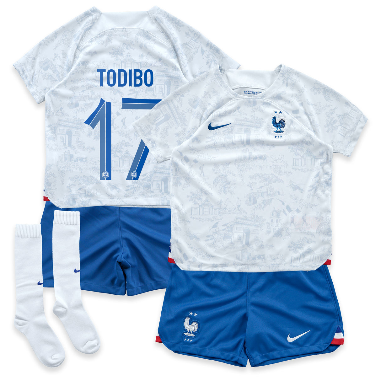 France Away Stadium Kit 2022 - Little Kids with Todibo 17 printing - Kit Captain