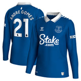 Everton Hummel Home Shirt 2023-24 - Long Sleeve with Andre Gomes 21 printing - Kit Captain