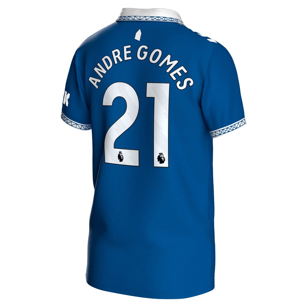 Everton Hummel Home Shirt 2023-24 - Kids with Andre Gomes 21 printing - Kit Captain