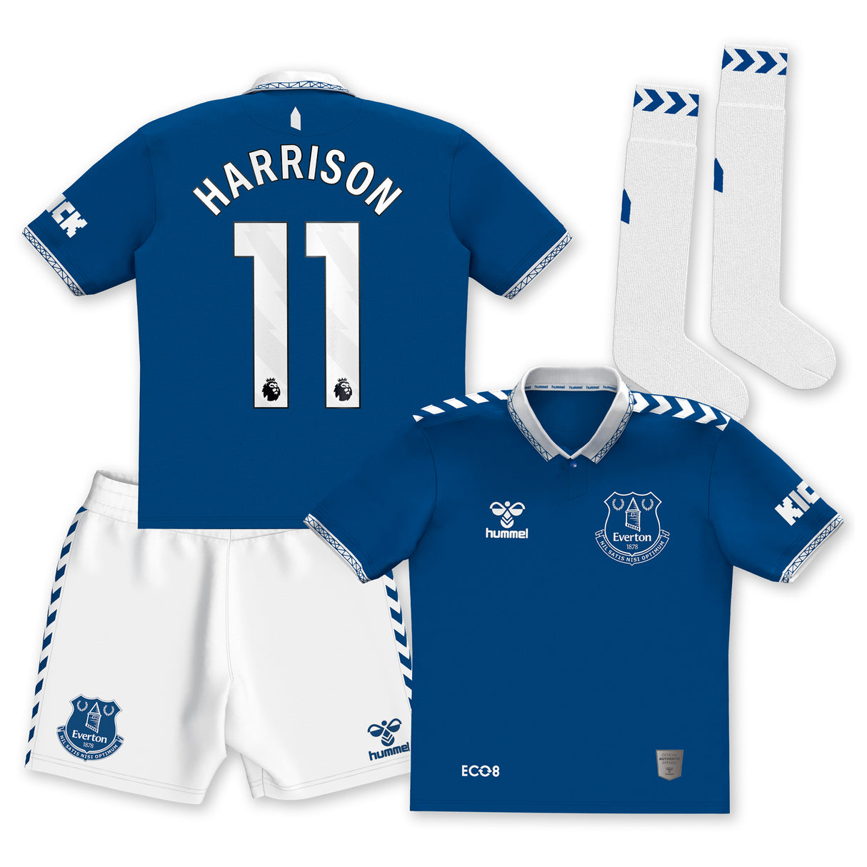 Everton Hummel Home Infant Kit 2023-24 with Harrison 11 printing - Kit Captain