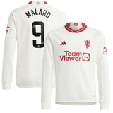 Manchester United WSL adidas Third Shirt 2023-24 - Kids - Long Sleeve - With Malard 9 Printing - Kit Captain