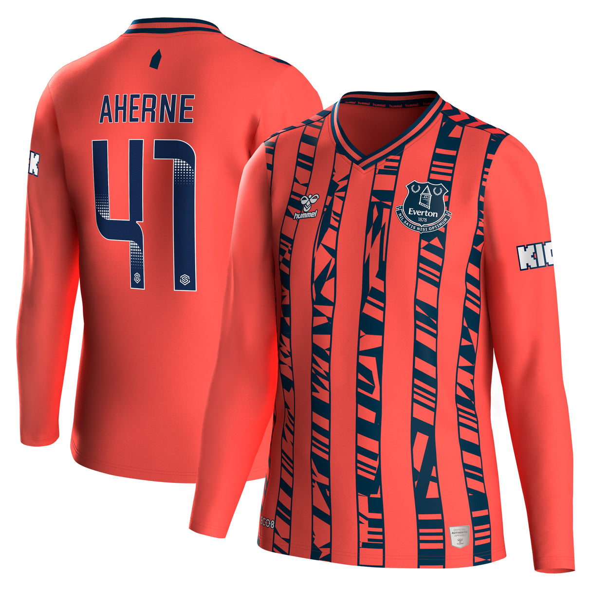 Everton WSL Hummel Away Shirt 2023-24 - Long Sleeve - Kids with Aherne 41 printing - Kit Captain