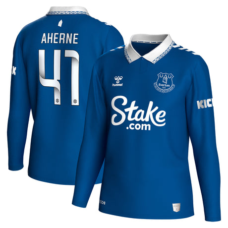 Everton WSL Hummel Home Shirt 2023-24 - Long Sleeve with Aherne 41 printing - Kit Captain