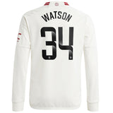 Manchester United WSL adidas Third Shirt 2023-24 - Kids - Long Sleeve - With Watson 34 Printing - Kit Captain