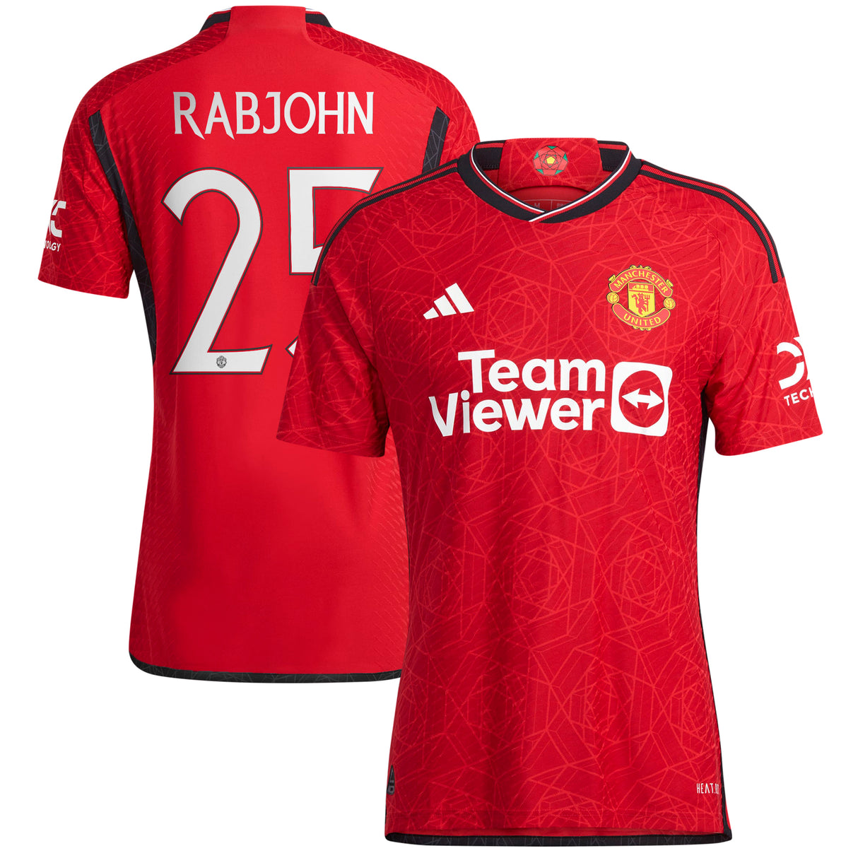 Manchester United Cup adidas Home Authentic Shirt 2023-24 - With Rabjohn 25 Printing - Kit Captain