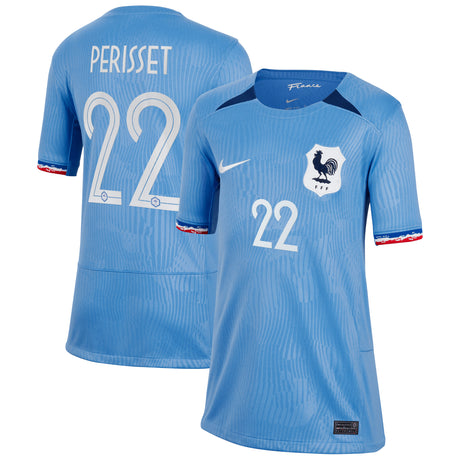 France Women Nike Home Stadium Shirt 2023-24 - Kids with Perisset 22 printing - Kit Captain