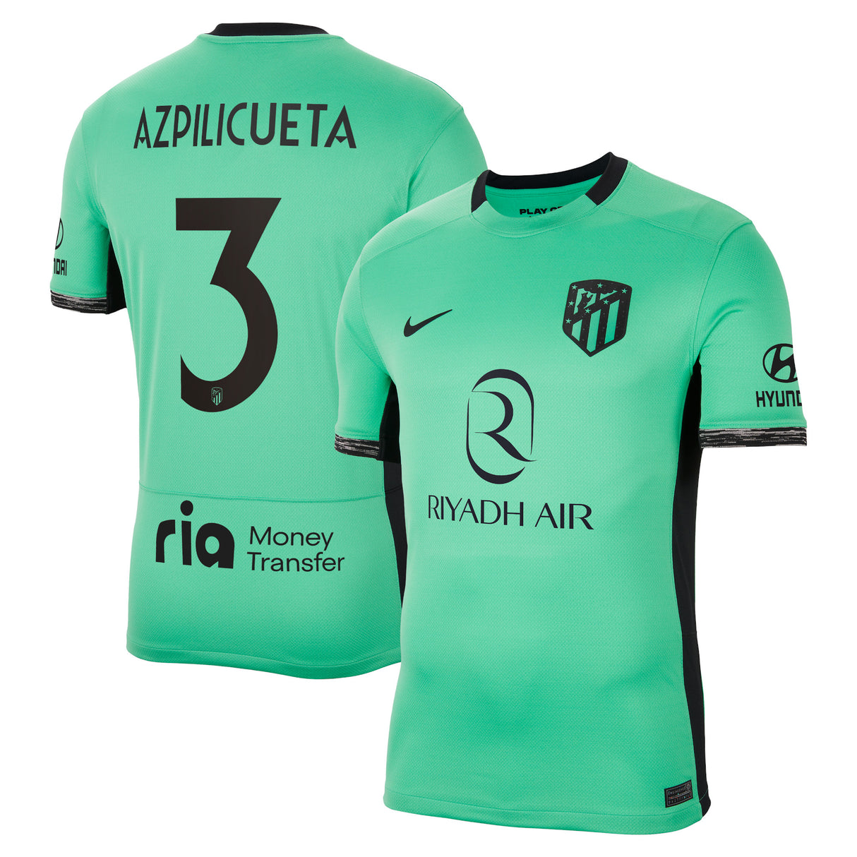 Atlético de Madrid Metropolitano Nike Third Stadium Shirt 2023-24 with Azpilicueta 3 printing - Kit Captain