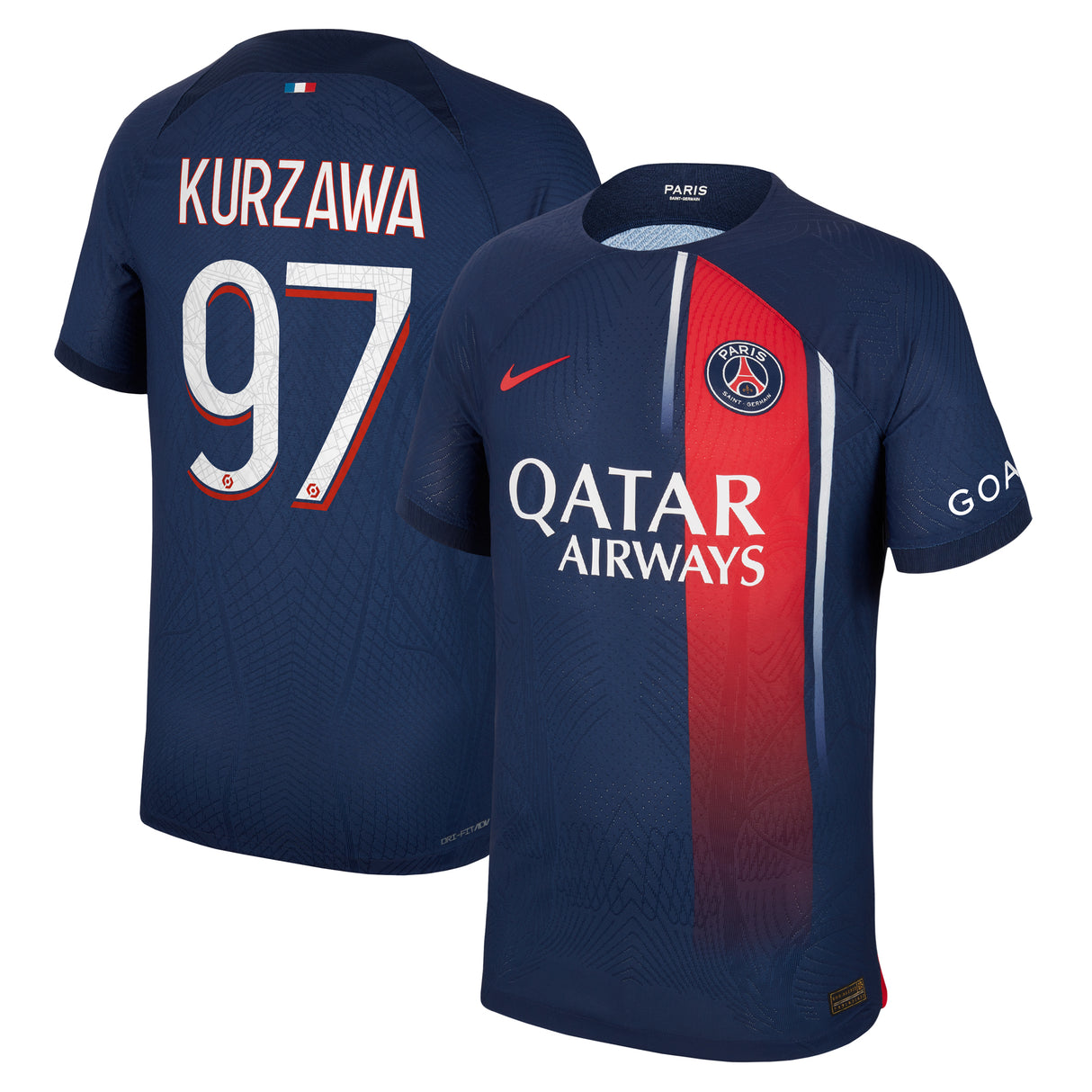 PSG Nike Home Dri Fit Adv Match Shirt 2023-24 with Kurzawa 97 printing - Kit Captain