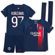 PSG Nike Home Stadium Kit 2023-24 - Little Kids with Kurzawa 97 printing - Kit Captain