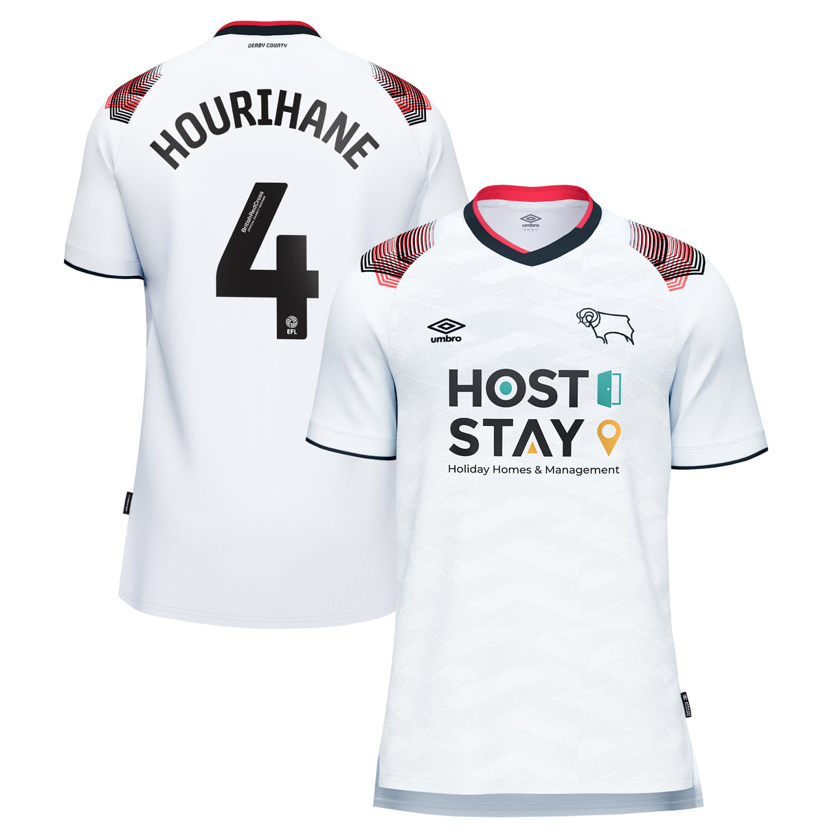 Derby County Umbro Home Shirt 2023-24 - Conor Hourihane 4 - Kit Captain