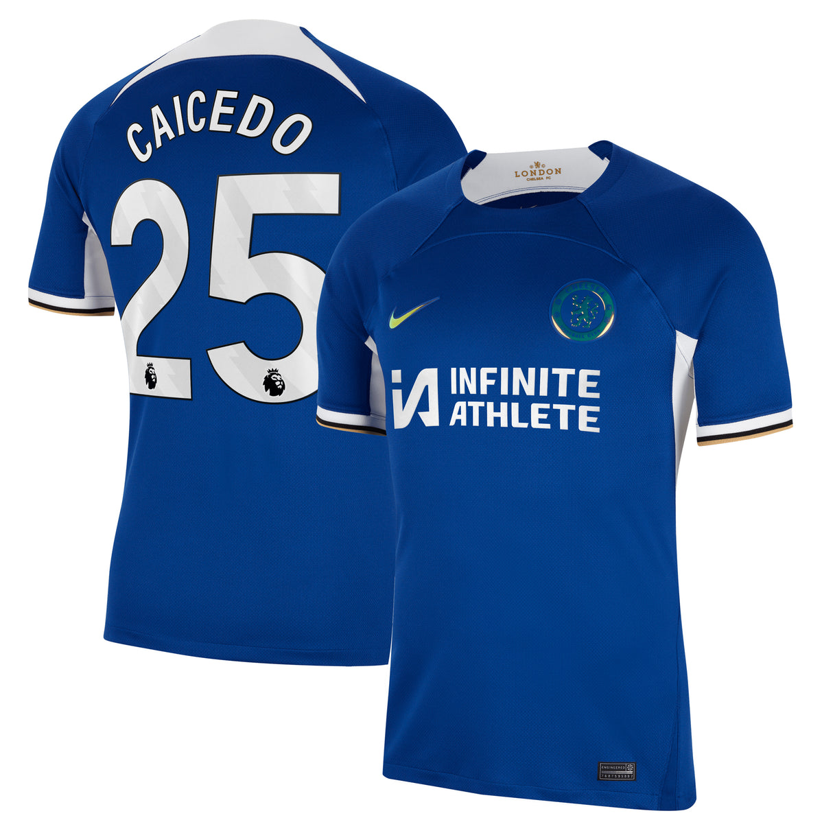 Chelsea Nike Home Stadium Sponsored Shirt 2023-24 with Caicedo 25 printing