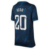 Chelsea WSL Nike Away Stadium Sponsored Shirt 2023-24 - Kids with Kerr 20 printing