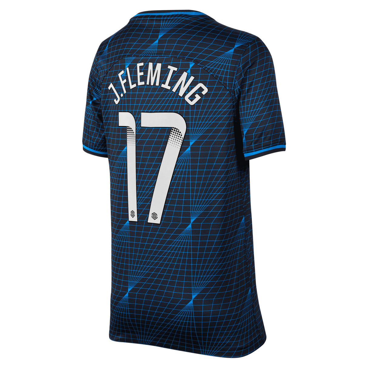 Chelsea WSL Nike Away Stadium Sponsored Shirt 2023-24 - Kids with J.Fleming 17 printing